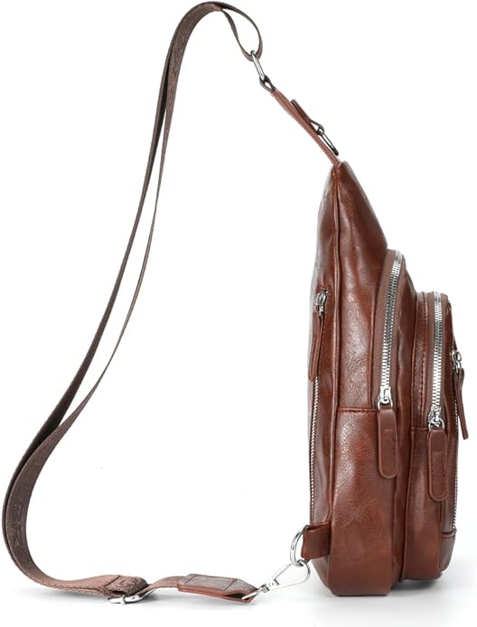 Crossbody Bags for Men Leather Sling Bags Mens Chest Bag Backpack Travel Hiking Fishing Outdoor Sports