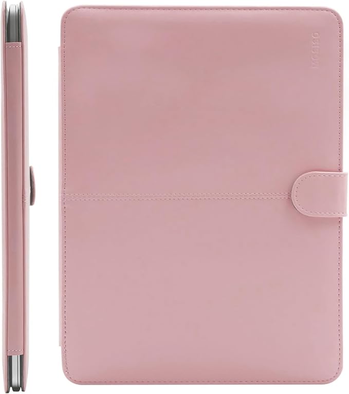MOSISO Case Compatible with MacBook Air 13.6 inch M4 M3 M2 2025-2022 /Air 13 M1 2022-2018 /Pro 13 inch M2 M1 2025-2016, PU Leather Portfolio Protective Stand Cover, Rose Quartz