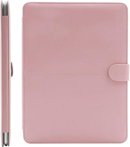 MOSISO Case Compatible with MacBook Air 13.6 inch M4 M3 M2 2025-2022 /Air 13 M1 2022-2018 /Pro 13 inch M2 M1 2025-2016, PU Leather Portfolio Protective Stand Cover, Rose Quartz