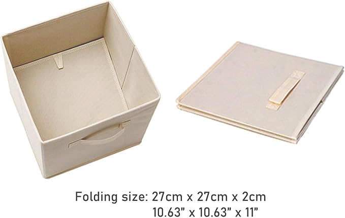 Basics Fabric Clothing Storage Bins - 10.6" x 10.6" x 11" - 2 Pack - Collapsible Storage Cubes Organizer with Handles, Linen Foldable Storage Baskets Cloth Box Containers, Closet Organizers