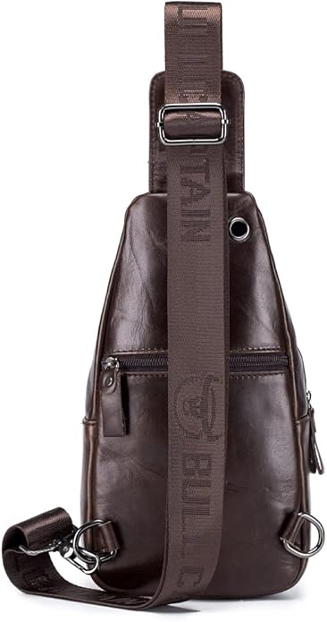 Hebetag Leather Sling Bag Crossbody Backpack for Men Women Travel Outdoor Camping