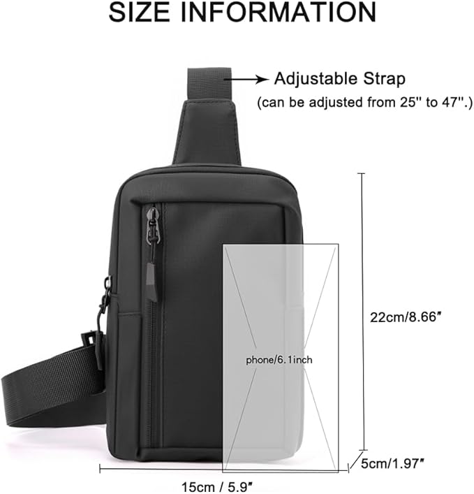 Sireck Crossbody Bag,Cross Body Fanny Packs for Men Women Trendy,Black Small Sling Phone Chest Bag for Workout Running