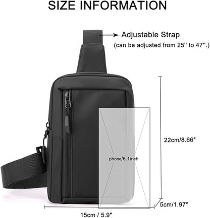 Sireck Crossbody Bag,Cross Body Fanny Packs for Men Women Trendy,Black Small Sling Phone Chest Bag for Workout Running
