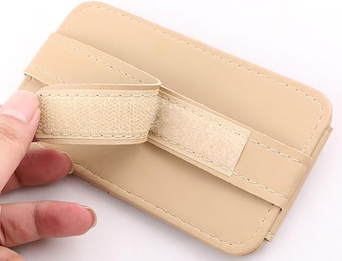 Car Sun Visor Leather Organizer Pocket - Card & Glasses Holder, Stylish Interior Accessory (Black)