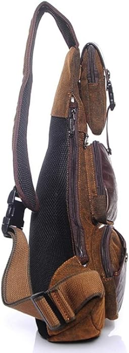 Hebetag Leather Sling Bag Crossbody Backpack for Men Women Travel Outdoor Camping