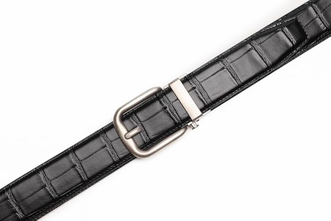 Fabio Valenti Men's Genuine Leather Ratchet Dress Belt with Automatic Buckle, Adjustiable Sizes, Handmade, All leather Strap