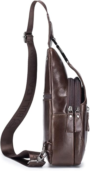 Hebetag Leather Sling Bag Crossbody Backpack for Men Women Travel Outdoor Camping