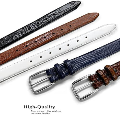 Andrew/Armando - Dress Belt Solid Brass Buckle (Gold & Silver) Genuine Full-Grain Cowhide Leather Belt 1-1/8"(30mm) Wide