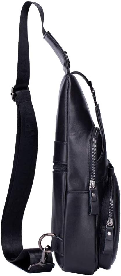 Hebetag Leather Sling Bag Crossbody Backpack for Men Women Outdoor Travel Shoulder Chest Pouch Casual Hiking Pack