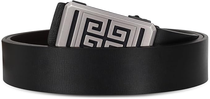 Aurolran Men&Womens Leather Dress Belt Business Automatic Buckle Belt Color-Black Silver Gold