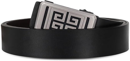Aurolran Men&Womens Leather Dress Belt Business Automatic Buckle Belt Color-Black Silver Gold