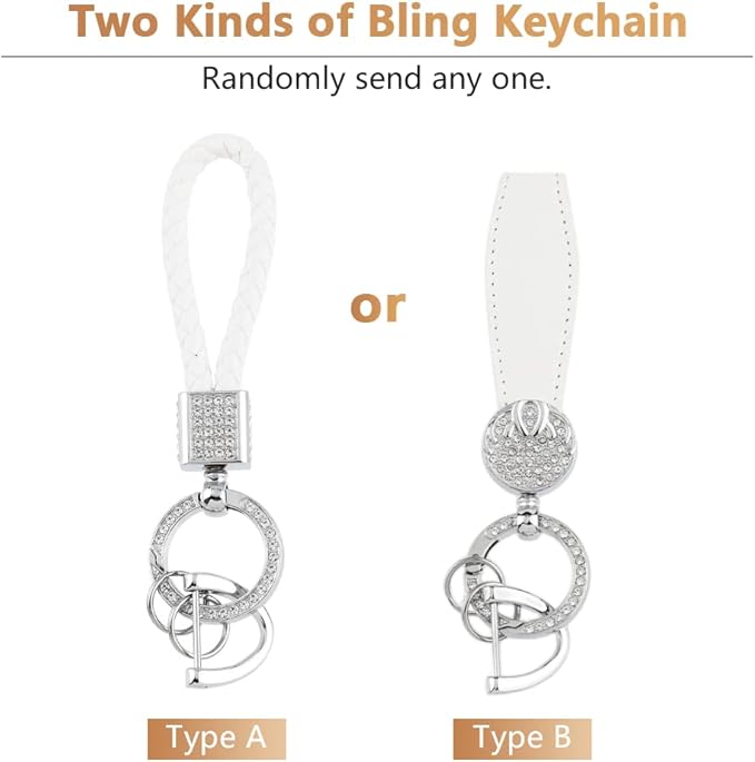 PIFOOG Key Fob Cover for Cadillac SRX CTS CT6 XTS XT5 XT6 XT4 ATS Accessories TPU 5 Button Keys Case Shell Protecor Glitter Car Keychain Girly Women White Silver