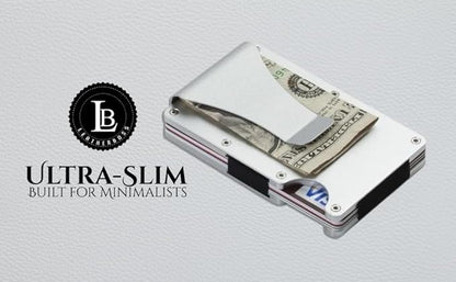 Leatherboss Wallet for Men RFID Blocking Minimalist Metal Card Holder with Money Clip Holds Credit Cards and Cash (Silver)