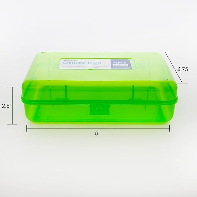 BAZIC PRODUCTS Plastic Pencil Case, Ruler Length Utility Storage Box, Multi Purpose Organizer & Supply Holder, Transparent Box Design, Assorted Color, Ideal for School, Office & Craft Use, 24-Pack
