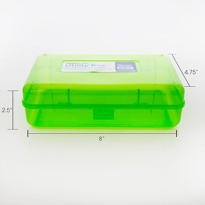 BAZIC PRODUCTS Plastic Pencil Case, Ruler Length Utility Storage Box, Multi Purpose Organizer & Supply Holder, Transparent Box Design, Assorted Color, Ideal for School, Office & Craft Use, 4-Pack