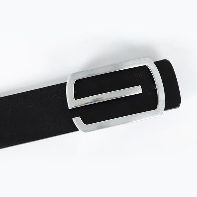 Aurolran Men&Womens Leather Dress Belt Business Automatic Buckle Belt Color-Black Silver Gold