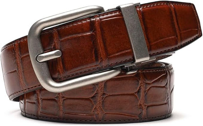 Fabio Valenti Men's Genuine Leather Ratchet Dress Belt with Automatic Buckle, Adjustiable Sizes, Handmade, All leather Strap