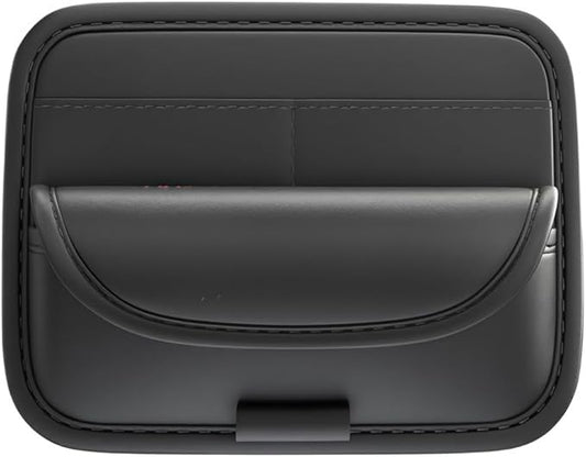 GGCLIMAX Car Organizers And Storage Luxury Leather Car Sun Visor Organizer Multi Compartment Eyeglasses Card And Pen Holder Universal Fit 3 Color Options(Black-1pc)