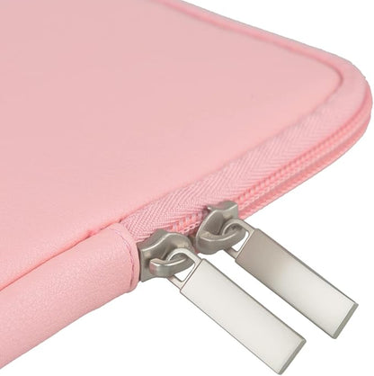 RAINYEAR 14 Inch Laptop Sleeve Soft PU Leather Case Protective Water Resistant Zipper Cover Carrying Bag Compatible with 14" Notebook Computer Chromebook, 14 MacBook Pro/Max(Pink)