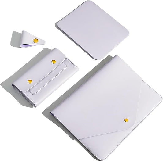 PU Leather Laptop Sleeve Compatible with New 14 inch MacBook Pro A2992 A2779 A2442,Old MacBook Pro Air 13, Surface Laptop 5th Gen 13.5, Thinkpad X1 Carbon 14 Set of 4PCS Color Light Purple