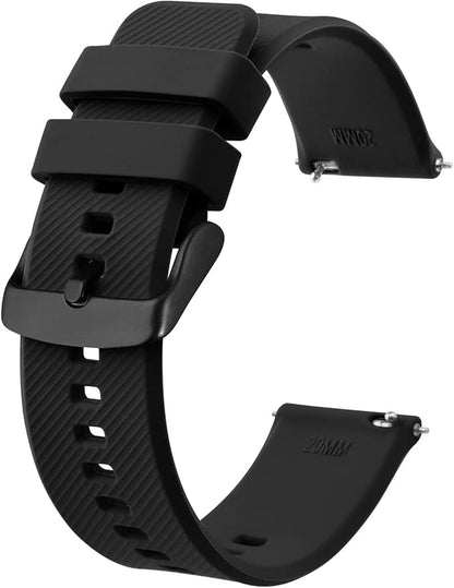 BISONSTRAP Watch Strap 18mm 19mm 20mm 21mm 22mm, Quick Release Silicone Watch Bands for Men Women