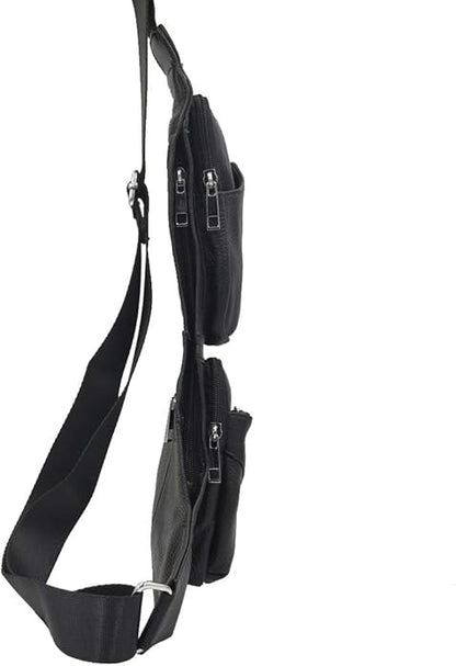 Hebetag Leather Sling Bag Crossbody Backpack for Men Women Travel Outdoor Camping