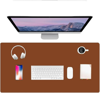 PU Leather Desk Pad Protector Gaming Mouse Pad Non Slip Desk Mat for Keyboard and Mouse Waterproof Desk Writing Pad for Office and Home Desk Accessories(Brown, 35.4 * 17.7)