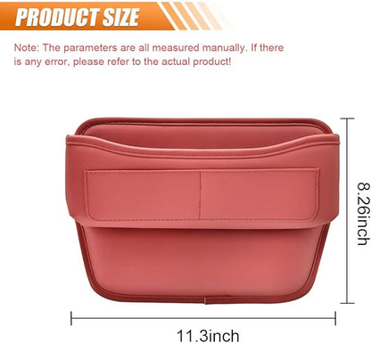 LAINLOY Car Seat Gap Filler, Leather Car Holder Gap Bag, Universal Car Storage Box for Front Seats, Car Seat Gap Organizer Accessories for Phones, Glasses, Keys, Cards (Red)