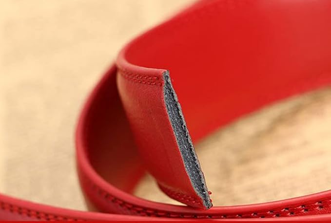 Luxury Men's Belts Red Leather Wolf Head Buckle 1.38 inch Width Used for Mens Dress Casual Adjustable Belt