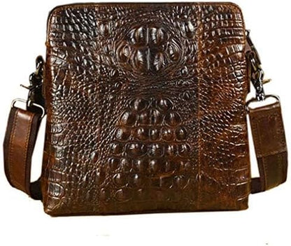 Hebetag Small Leather Sling Shoulder Bag Messenger Pack for Men Women Outdoor Travel Business