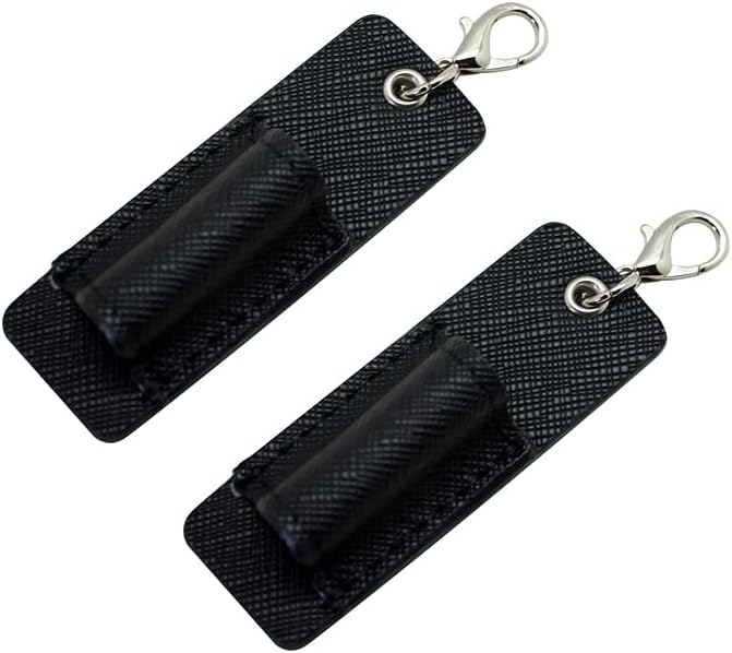 Genuine Leather Pen Holder, 2 Pack Boshiho Pen Pencil Holders for Badge Holder or Neck Lanyard (Black 1)
