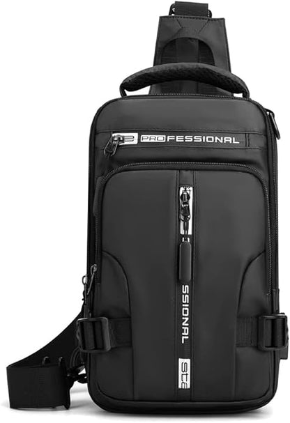 Hebetag Leather Sling Bag Crossbody Backpack for Men Women Travel Outdoor Camping