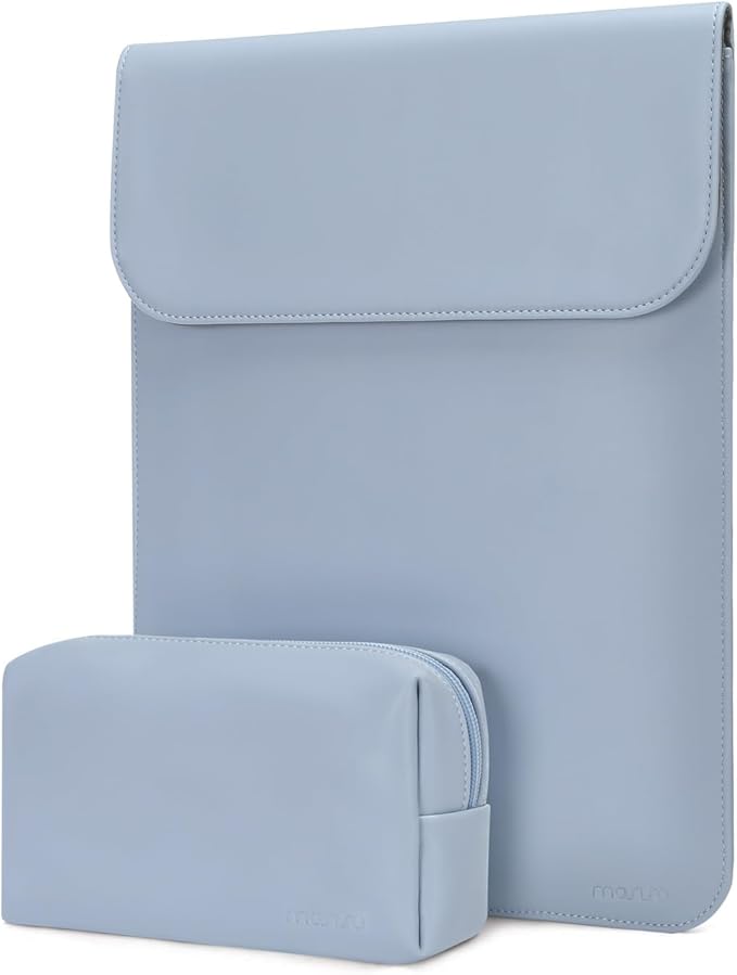 MOSISO Laptop Case 13.3 inch, 13-13.3 inch Laptop Sleeve Compatible with MacBook Neo 13 A18 Pro A3404 /Air 13/Pro 13/Pro 14 M5 M4 M3 M2 M1, Faux Suede Leather Case with Small Bag, Air Blue