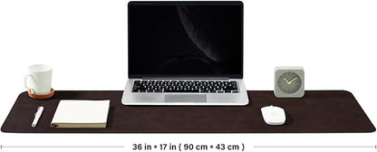 Distressed Leather Desk Mat - Non-Slip PU Desk Pad for Office and Home - Desk Organization and Accessories - Ideal for Large Mouse Pad and Desk Mats on Top of Desks(Espresso,36"x 17")