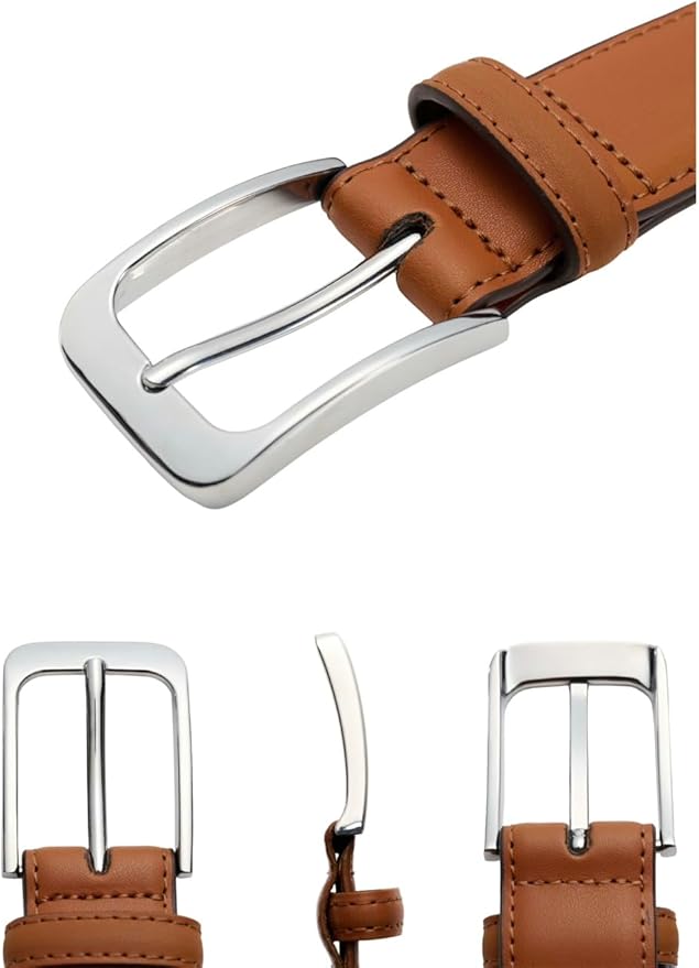 Bighake Men's Genuine Leather Dress Belt, Handmade Leather Jeans Belt for Men Work Business and Casual