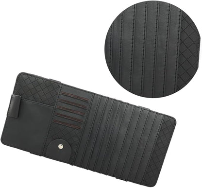 Mikinona Multi-Functional Sun Visor Cd Holder Organizer Bag Premium Leather Storage for Car Conveniently Stores Pens Cards Booklets Design for Vehicle Accessories