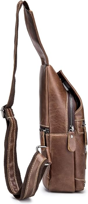 Hebetag Leather Sling Bag Crossbody Backpack for Men Women Travel Outdoor Camping