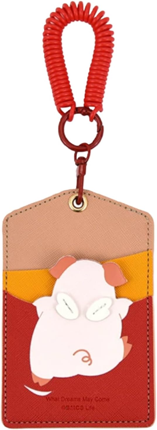 ID Badge Holder with Keychain, 3 Card Slots Cartoon Animal Cute Badge Holder for Professionals, Teacher, Nurse Officer and Students Women Girls Boys (Piggy)