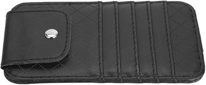 Restokki Car Visor Organizer Sun Holder Storage Pouch Card Bill Bag for Car Truck Universal Size Black Leather