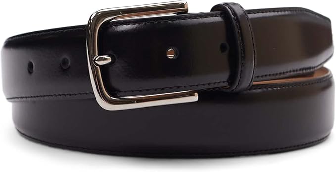 Cole Haan Men's Black Leather Dress Belt - Classic Style With Polished Buckle for Work Or Formal Wear