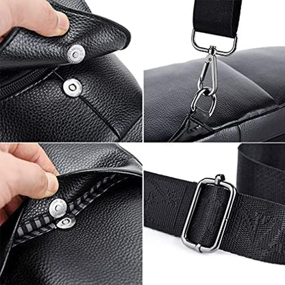 Hebetag Leather Sling Bag Crossbody Backpack for Men Women Travel Outdoor Camping