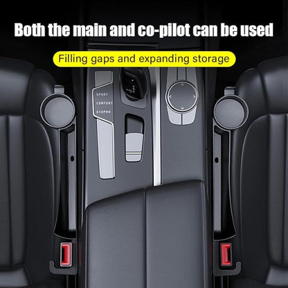 Car Seat Seat Filler 2-Piece Set to Fill the Void Between Seat Seat Blocker to Prevent Items from Drop, 4-in-1 Multifunctional Water Cup Holder Hook Large Capacity Storage Universal SUV Sedan Truck