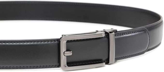Founders & C Men's Leather Ratchet Comfort Click Belt Dress with Slide Buckle -Adjustable Trim to Fit