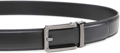 Founders & C Men's Leather Ratchet Comfort Click Belt Dress with Slide Buckle -Adjustable Trim to Fit