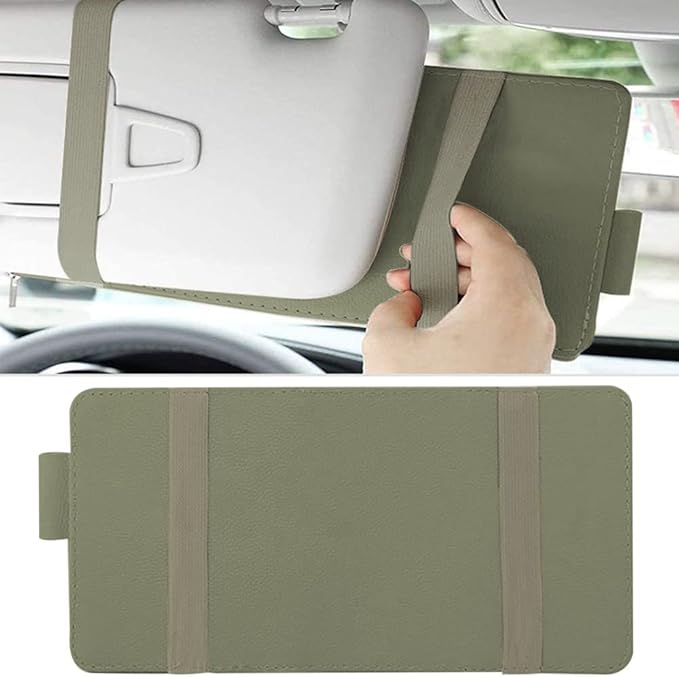 1 Pack Car Sun Visor Organizer, Sunglasses Holder for Car Sun Visor, Auto Interior Accessories Pocket Organizers Can Store for Sunglasses, Documents, Cards, Pen, Drivers License (Grey)