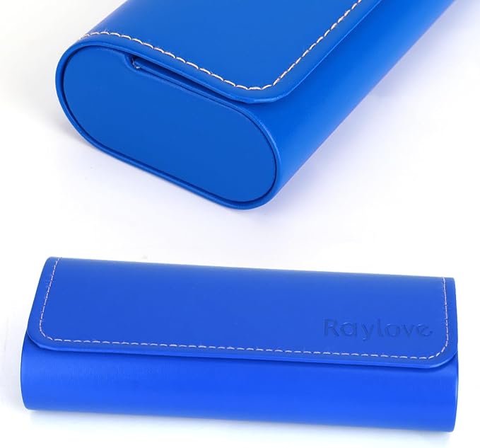 RayLove Glasses Case Hard Shell, Travel Sunglasses Case, Leather Hard Eyeglass Case for Women, Reading Glasses Case for Men