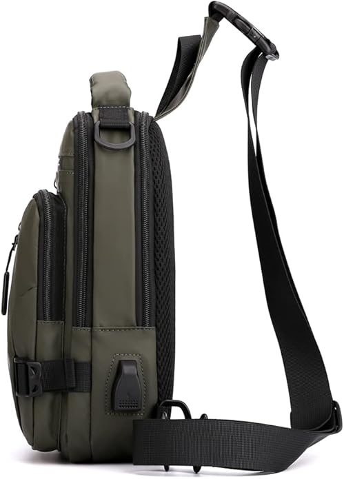 Hebetag Leather Sling Bag Crossbody Backpack for Men Women Travel Outdoor Camping