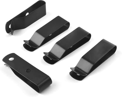 5PCS Black Metal 55x15mm Holster Sheath Belt Clip Snap Clip Clasp Spring Buckle Hook for Wallets, Pouches, Tape Measure