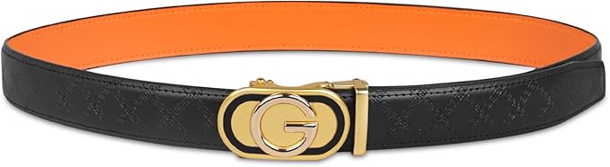 Aurolran Men&Womens Leather Dress Belt Business Automatic Buckle Belt Color-Black Silver Gold