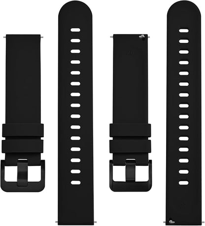 BISONSTRAP Silicone Watch Bands, Slim Watch Straps with Quick Release, 21mm, Black with Black Buckle